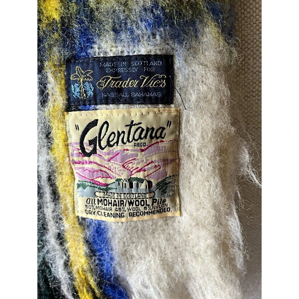 Vintage Glentana Mohair Wool Plaid Throw Blanket Scotland 65x40 Tartan Fringe